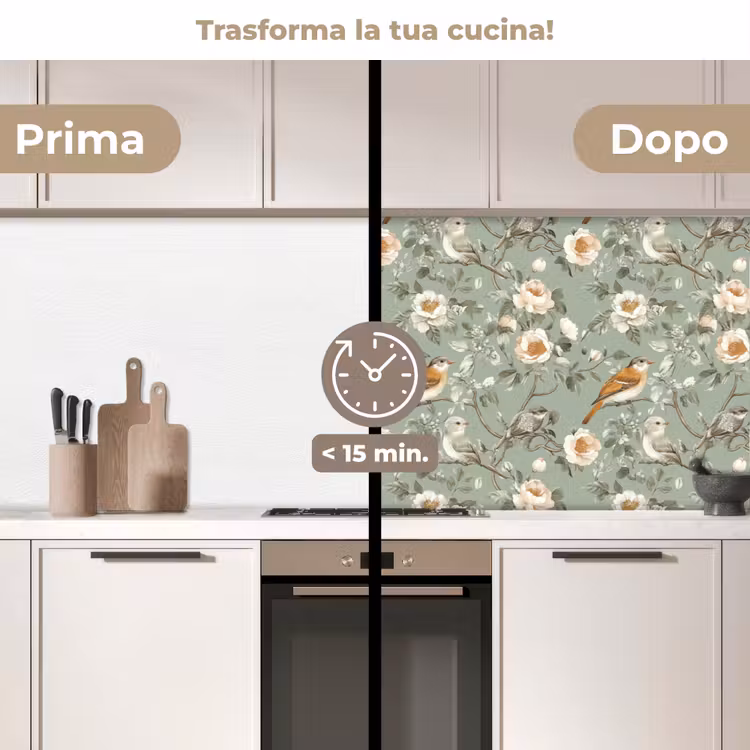 Schienale cucina - Rosa - Uccelli - Colorato — 3