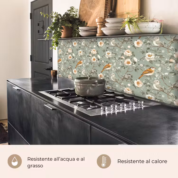 Schienale cucina - Rosa - Uccelli - Colorato — 5