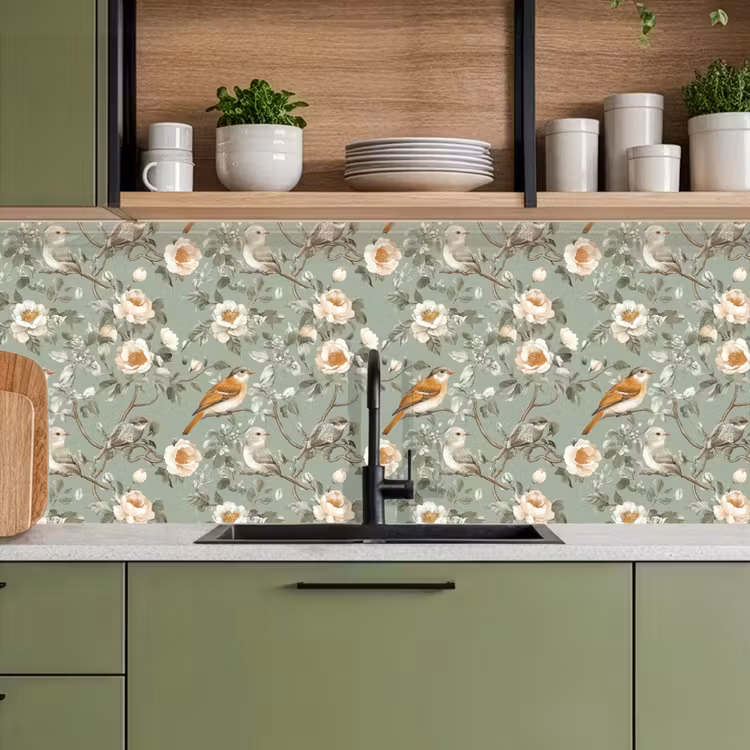 Schienale cucina - Rosa - Uccelli - Colorato — 8
