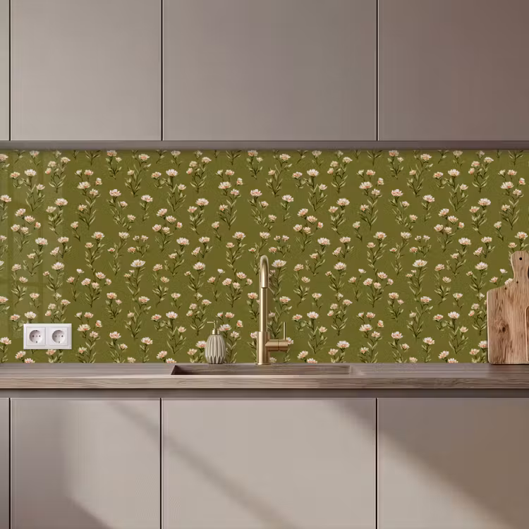 Schienale cucina - Rustico - Fiori - Verde — 1