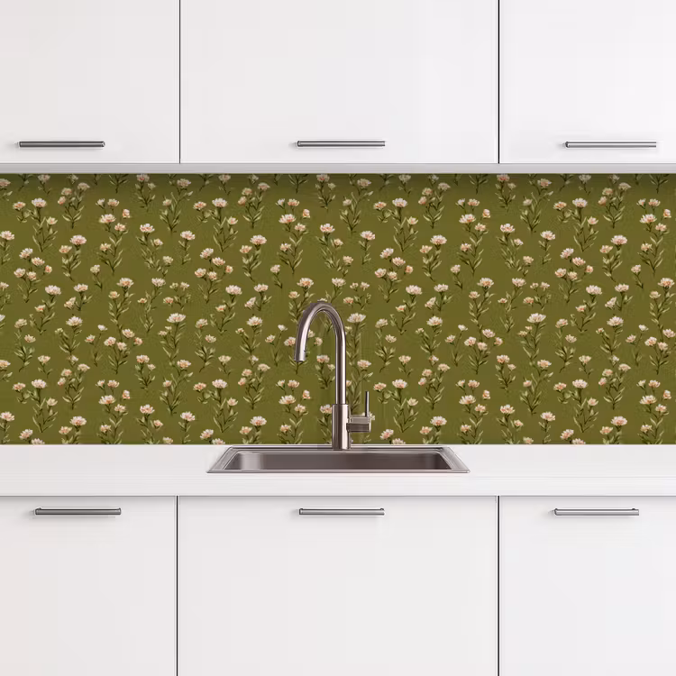Schienale cucina - Rustico - Fiori - Verde — 4