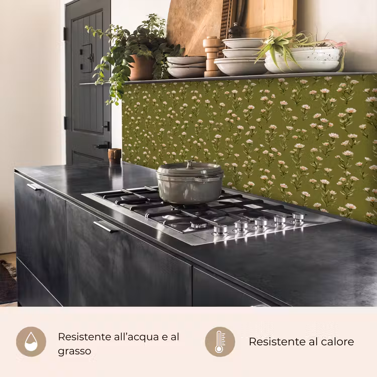 Schienale cucina - Rustico - Fiori - Verde — 5