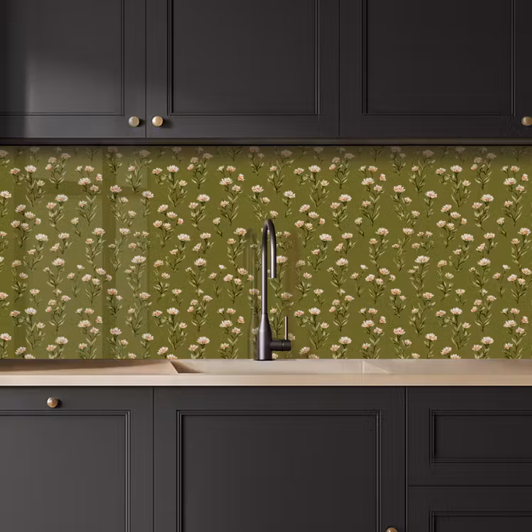 Schienale cucina - Rustico - Fiori - Verde — 6