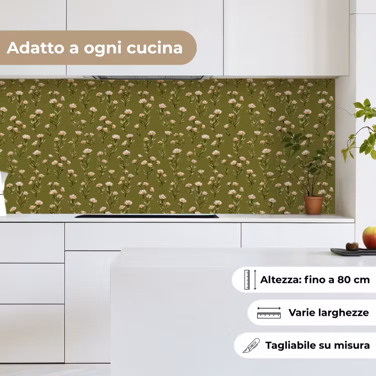 Schienale cucina - Rustico - Fiori - Verde — 7