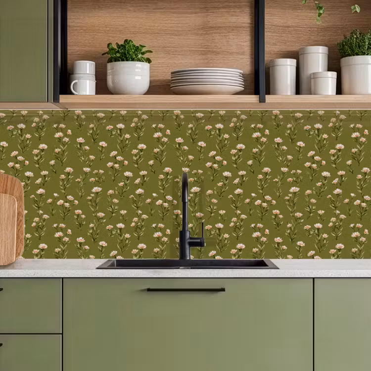 Schienale cucina - Rustico - Fiori - Verde — 8
