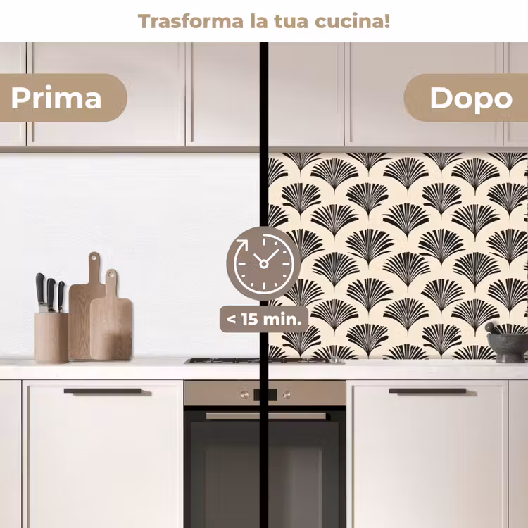Schienale cucina - Ventagli - Botanico - Nero - Beige — 3