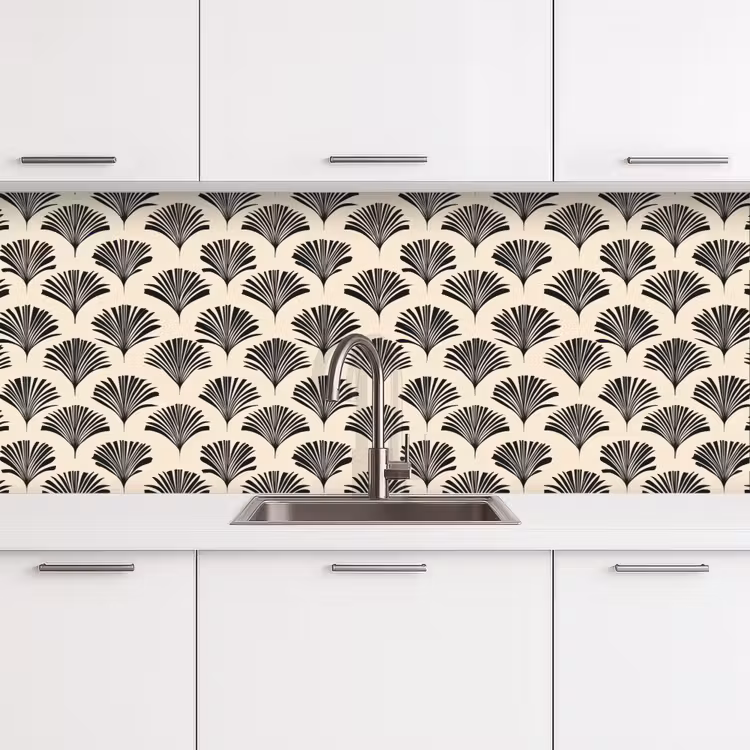 Schienale cucina - Ventagli - Botanico - Nero - Beige — 4