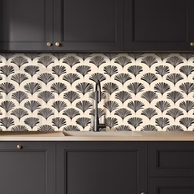 Schienale cucina - Ventagli - Botanico - Nero - Beige — 6