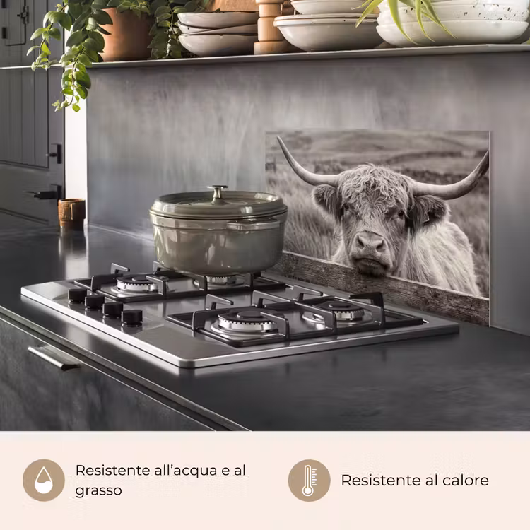 Paraschizzi cucina - Highlander scozzese - Nero - Bianco - Legno — 2
