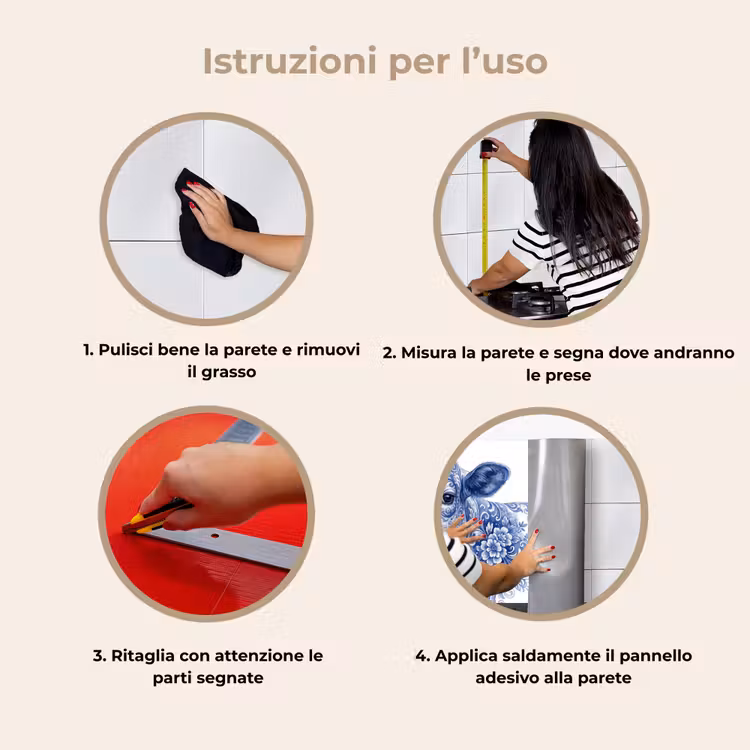 Schienale cucina - Illustrazione - Mucca - Blu — 9