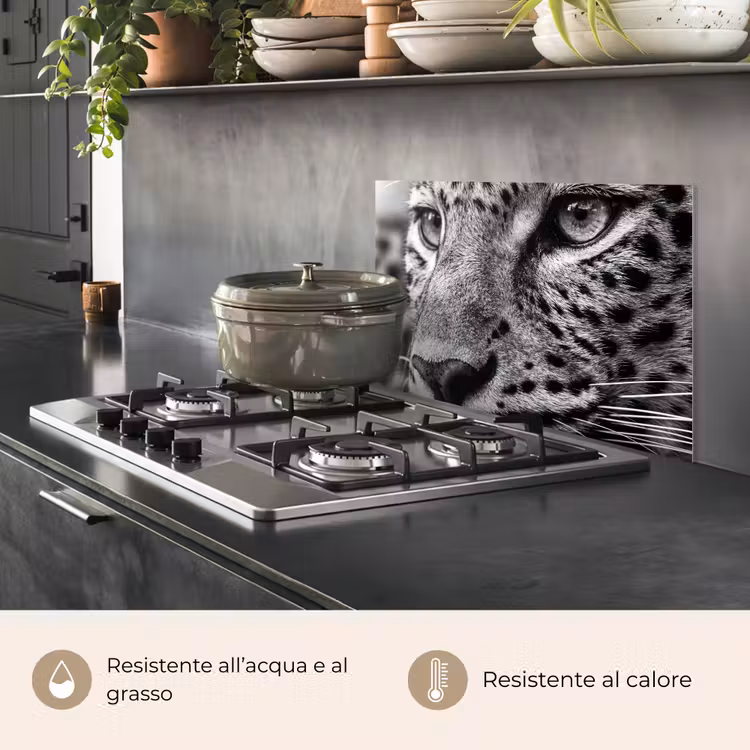 Paraschizzi cucina - Leopardo - Nero - Bianco - Occhio — 2