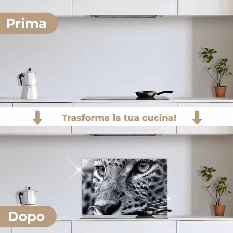 Paraschizzi cucina - Leopardo - Nero - Bianco - Occhio — 7