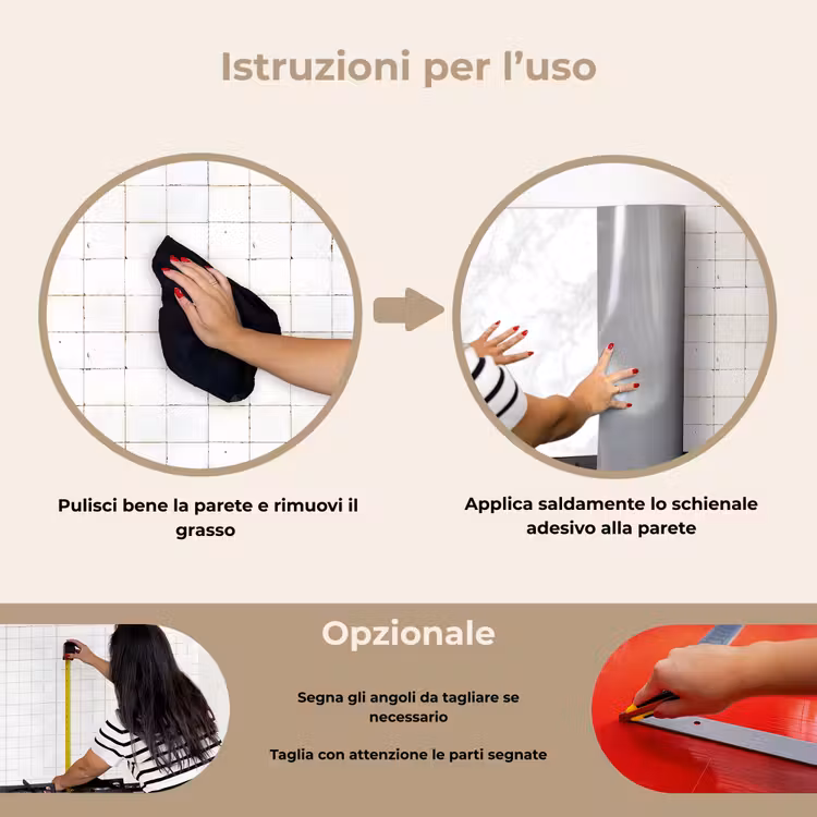 Paraschizzi cucina - Minimalista - Bianco - Grigio venato — 6