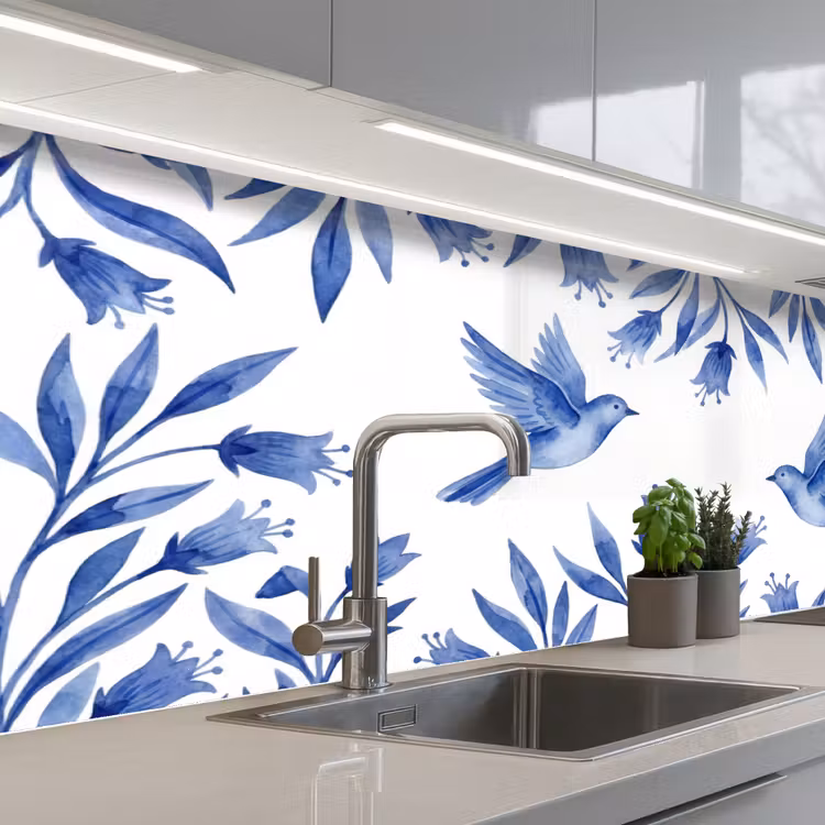 Schienale cucina - Moderno - Uccelli - Delftware — 2