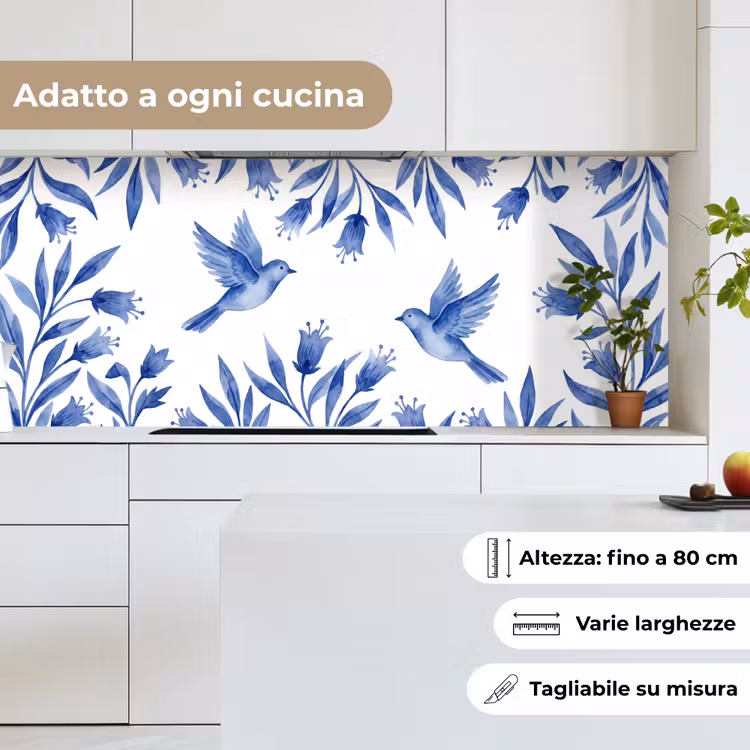 Schienale cucina - Moderno - Uccelli - Delftware — 7