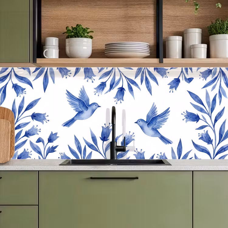 Schienale cucina - Moderno - Uccelli - Delftware — 8