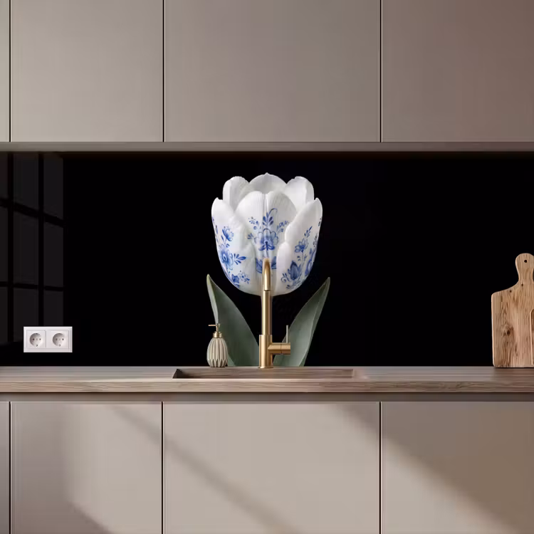 Schienale cucina - Tulipano - Motivo - Blu — 1