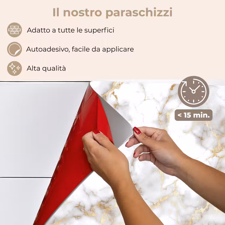 Paraschizzi cucina - Venature dorate - Marmo - Bianco — 4