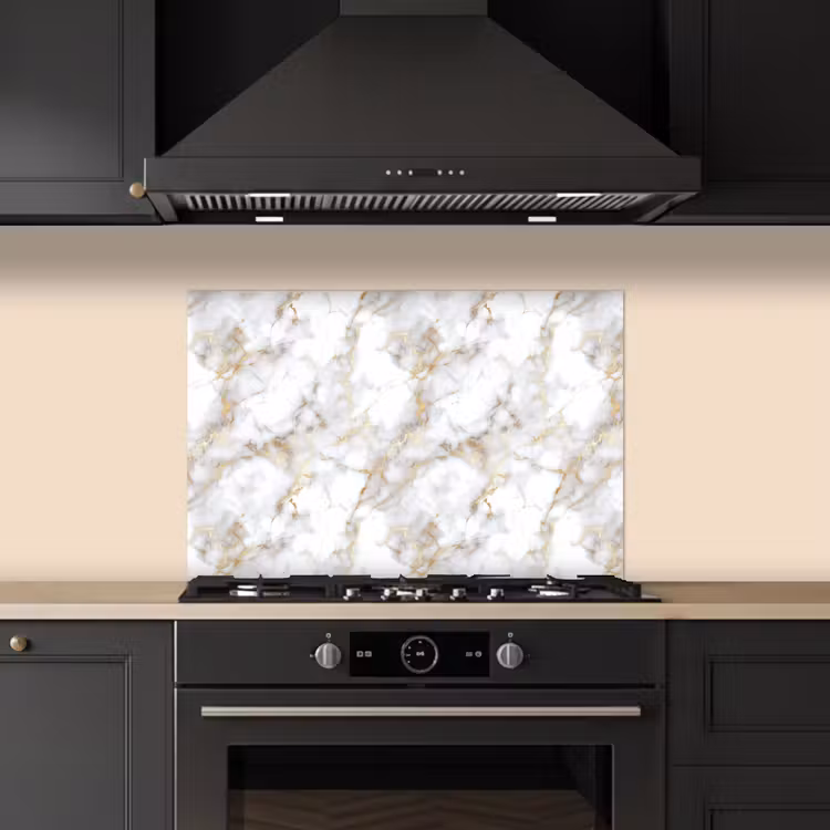 Paraschizzi cucina - Venature dorate - Marmo - Bianco — 5