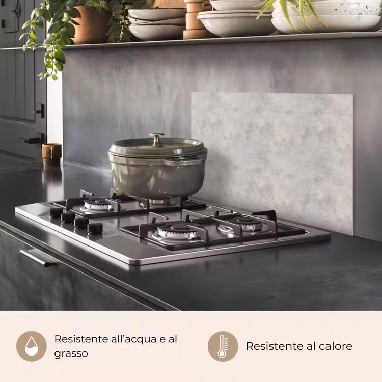 Paraschizzi cucina - Grigio - Calcestruzzo - Industriale — 2