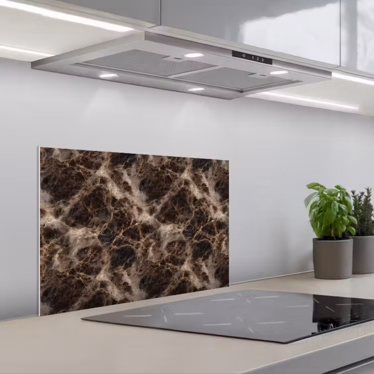 Paraschizzi cucina - Marrone - Oro - Marmo — 1