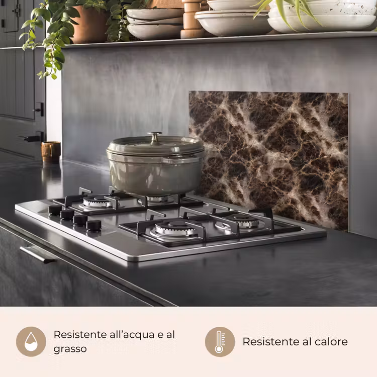 Paraschizzi cucina - Marrone - Oro - Marmo — 2