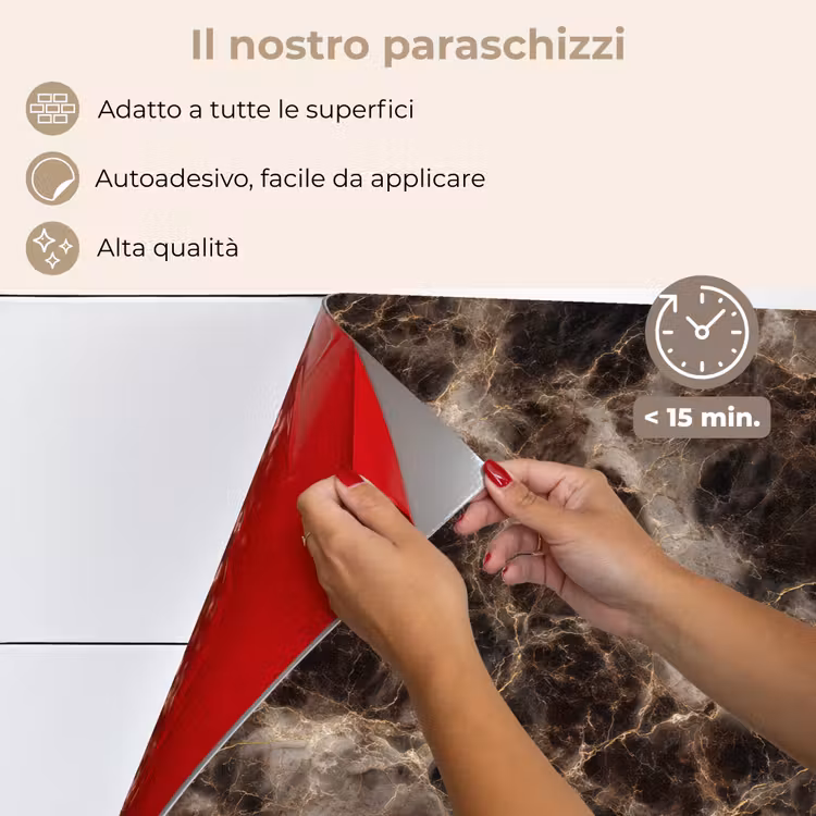 Paraschizzi cucina - Marrone - Oro - Marmo — 4