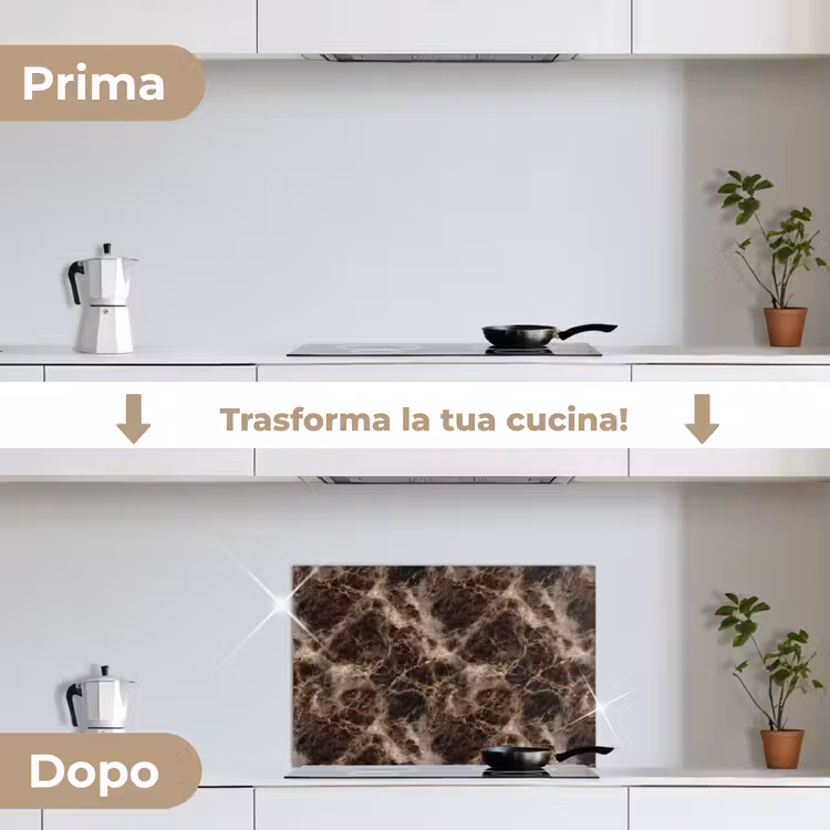 Paraschizzi cucina - Marrone - Oro - Marmo — 7