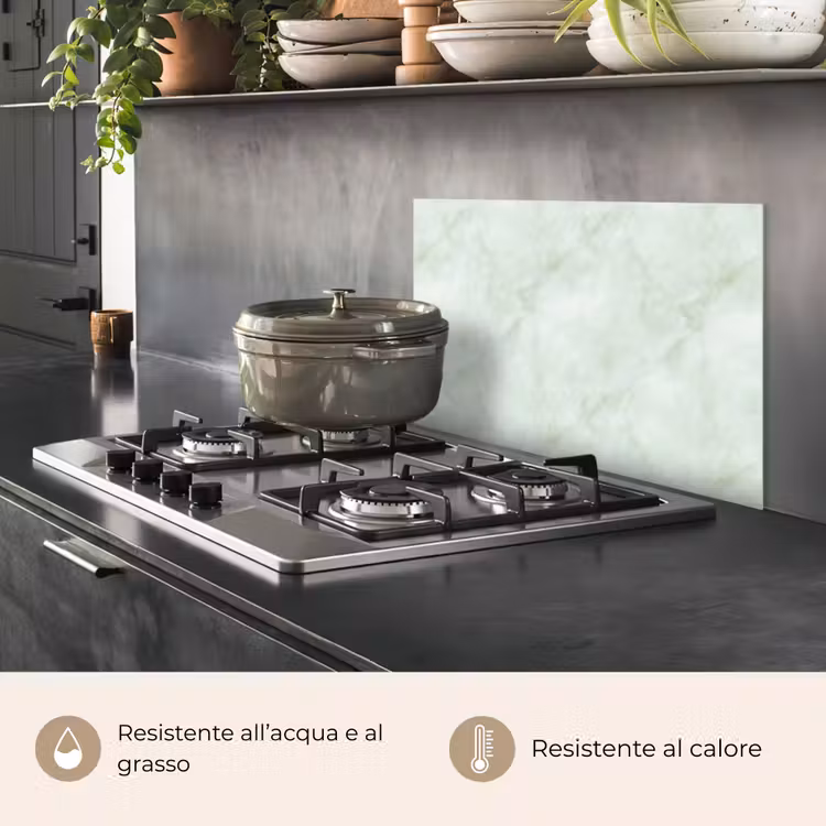 Paraschizzi cucina - Verde - Marmo - Venature fluide — 2