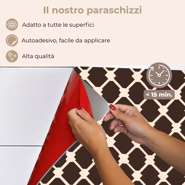 Paraschizzi cucina - Marrone - Motivo a scacchi - Geometrico — 4