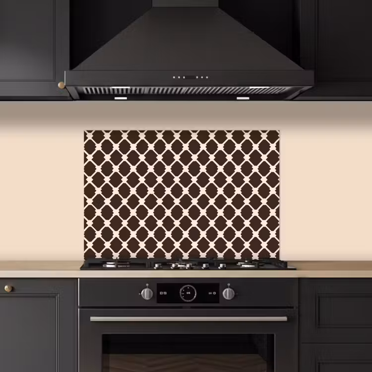 Paraschizzi cucina - Marrone - Motivo a scacchi - Geometrico — 5