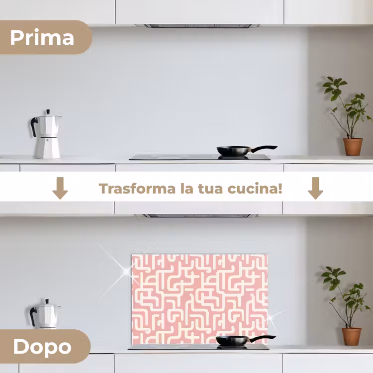 Paraschizzi cucina - Motivo del labirinto - Rosa - Bianco - Astratto — 7
