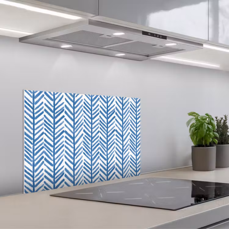 Paraschizzi cucina - Motivo - Striscia - Blu — 1
