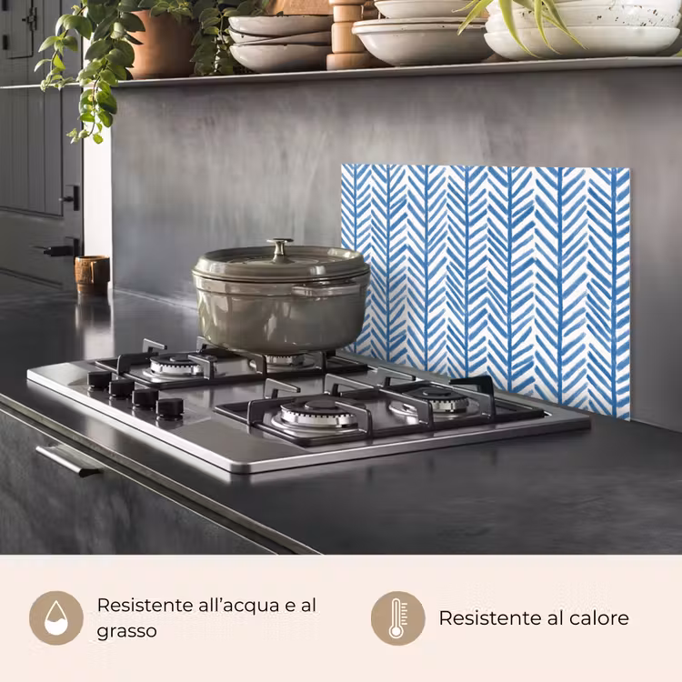 Paraschizzi cucina - Motivo - Striscia - Blu — 2