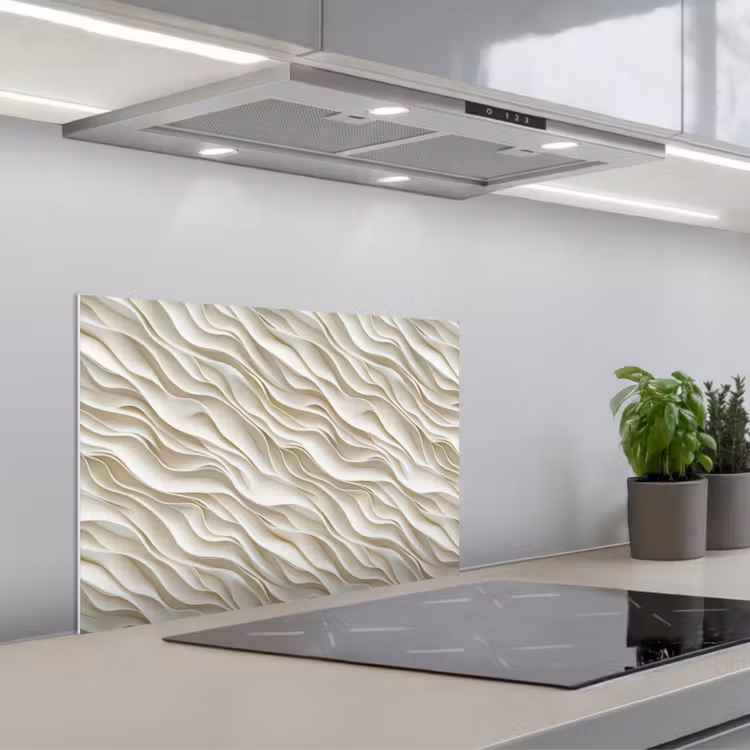 Paraschizzi cucina - Onde - Bianco - Minimalista — 1