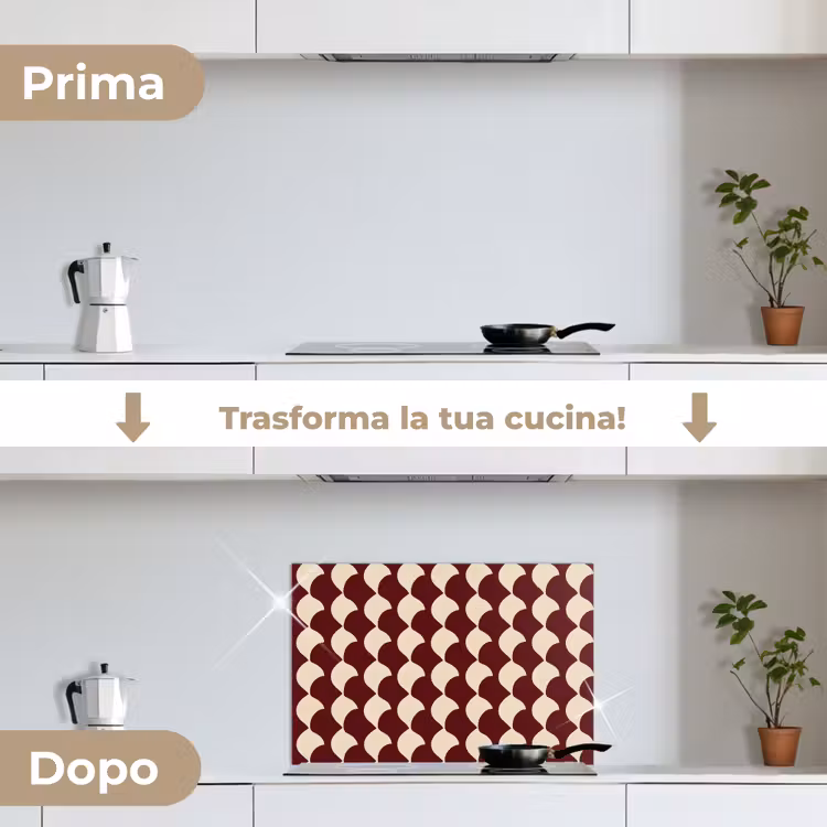 Paraschizzi cucina - Rosso - Disegno di piastrelle - Crema — 7