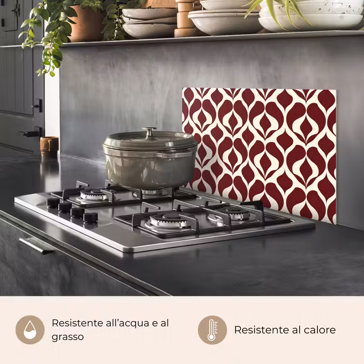 Paraschizzi cucina - Rosso - Modello a goccia - Grafica — 2