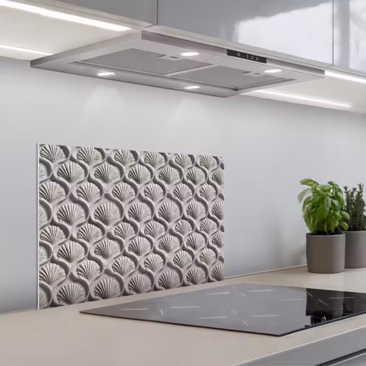 Paraschizzi cucina - Sabbia - Forma a conchiglia - Grigio — 1