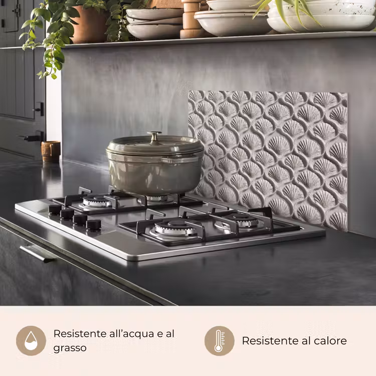 Paraschizzi cucina - Sabbia - Forma a conchiglia - Grigio — 2