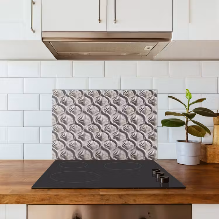 Paraschizzi cucina - Sabbia - Forma a conchiglia - Grigio — 3