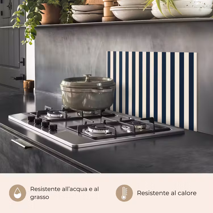 Paraschizzi cucina - Strisce verticali - Blu - Crema — 2