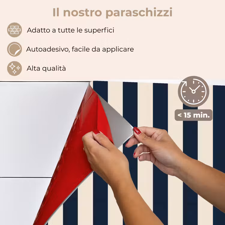 Paraschizzi cucina - Strisce verticali - Blu - Crema — 4