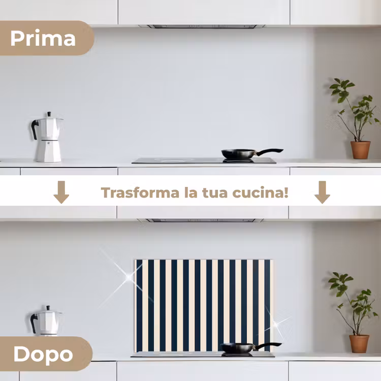 Paraschizzi cucina - Strisce verticali - Blu - Crema — 7