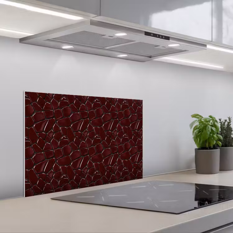 Paraschizzi cucina - Mosaico - Piastrella - Rosso borgogna — 1