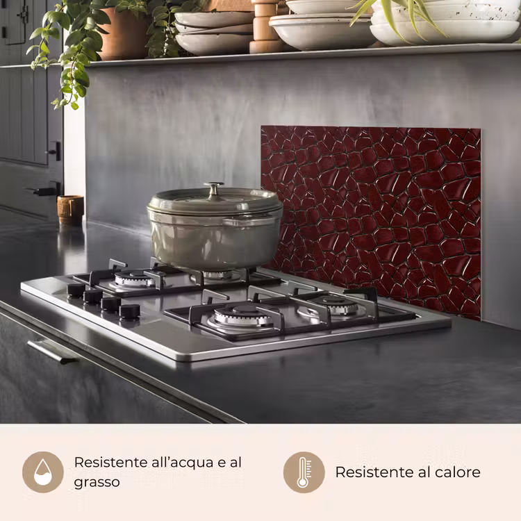 Paraschizzi cucina - Mosaico - Piastrella - Rosso borgogna — 2