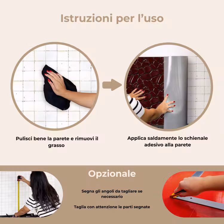Paraschizzi cucina - Mosaico - Piastrella - Rosso borgogna — 6