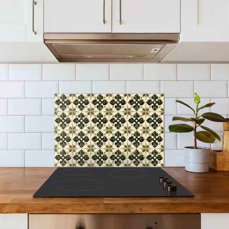 Paraschizzi cucina - Motivo - Piastrella - Verde — 3