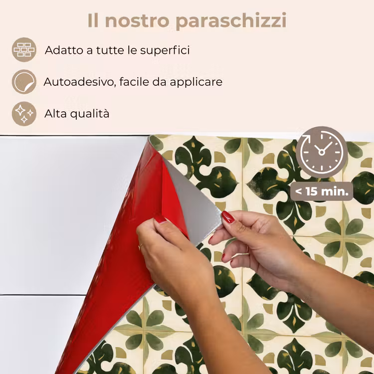 Paraschizzi cucina - Motivo - Piastrella - Verde — 4