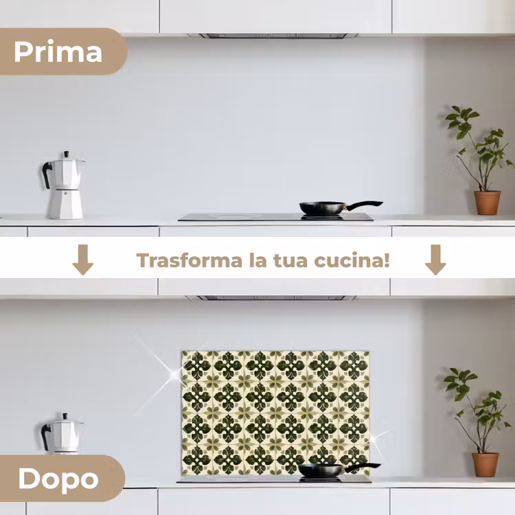 Paraschizzi cucina - Motivo - Piastrella - Verde — 7
