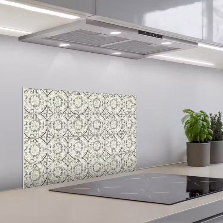 Paraschizzi cucina - Ornamento riccio - Piastrella - Verde — 1